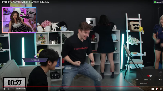 Pokimane reacts to Lud's mating dance