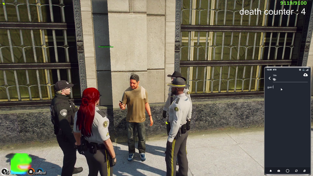 Pokelawls - Bogg shows his official Libasolian gun license to the cops