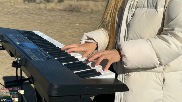 Hachu plays piano in the prairie