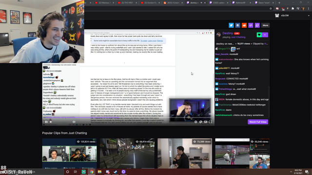 xQc checks on Destiny