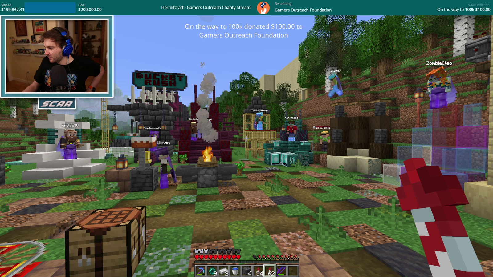 Scar wheels away when Hermitcraft community raises 200K in an hour for Gamer's Outreach