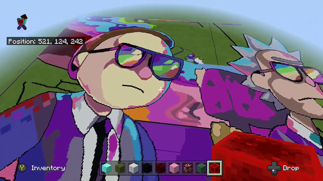 Unfinished Rick & Morty Minecraft-mural masterpiece