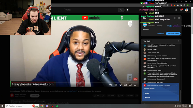 Adin Ross finds out he’s listed on xQc/Adept court document