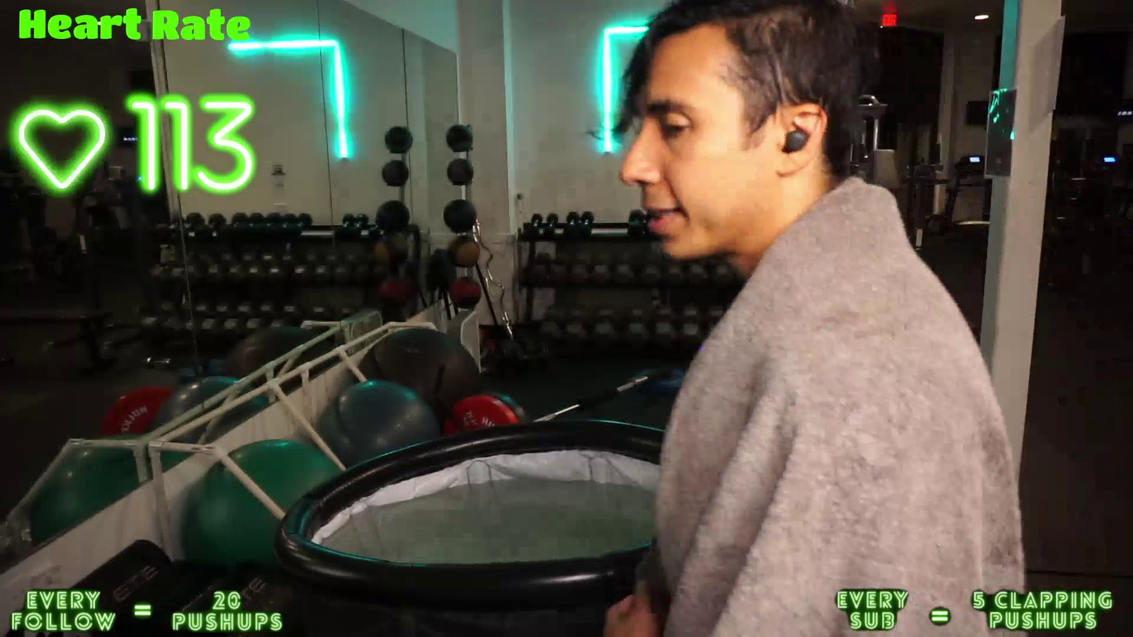 Streamer spills pool water all over gym