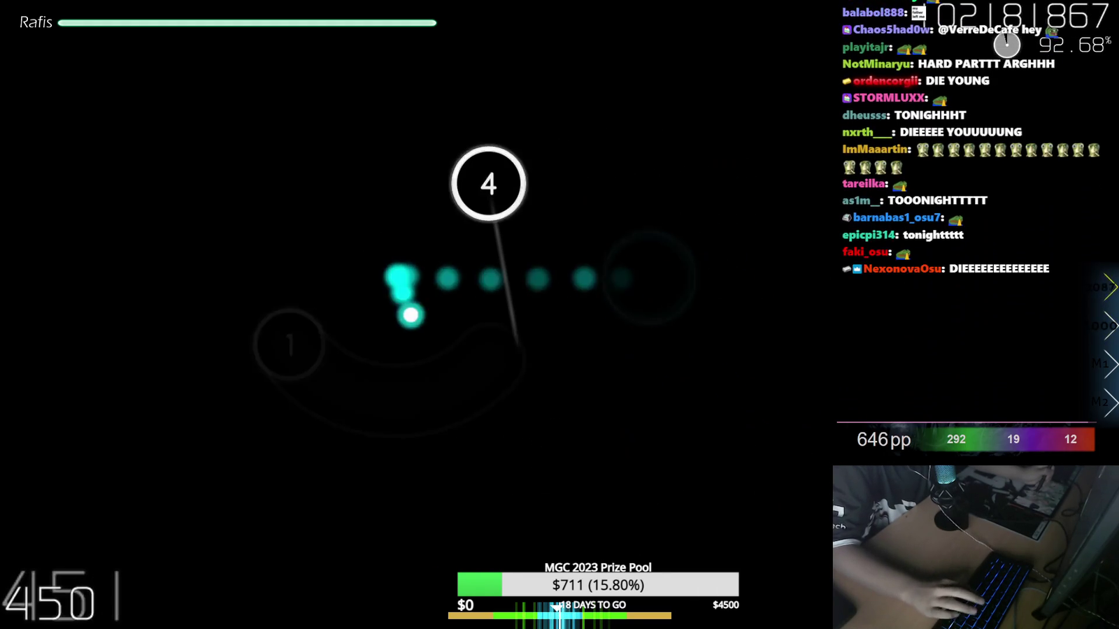 #1 osu player mrekk fails an insane pass on an 11 minute map on the last notes.