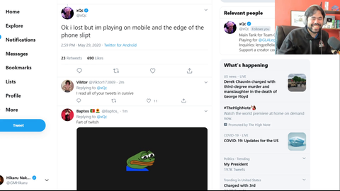 Hikaru goes back to watch XQC's game