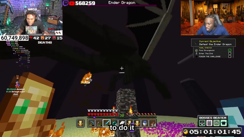 After 5 days and 42 deaths Kai and Speed beats all the Minecraft bosses on Hardcore