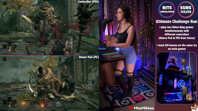 Streamer beats Margit two times simultaneously with a dance pad as a controller