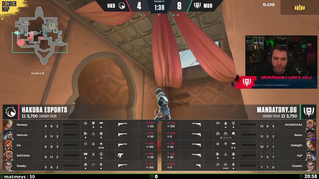 ZeratoR, french streamer and owner of Valorant team Mandatory, reacts to his team getting an ace