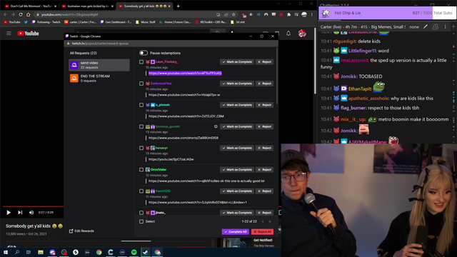 Streamer almost looses it all
