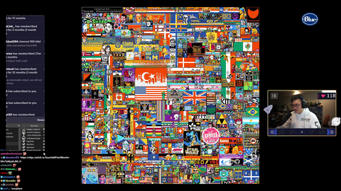 Timelapse of xQc's vein on r/place