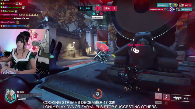 Aria kindly asks her teammates for a heal