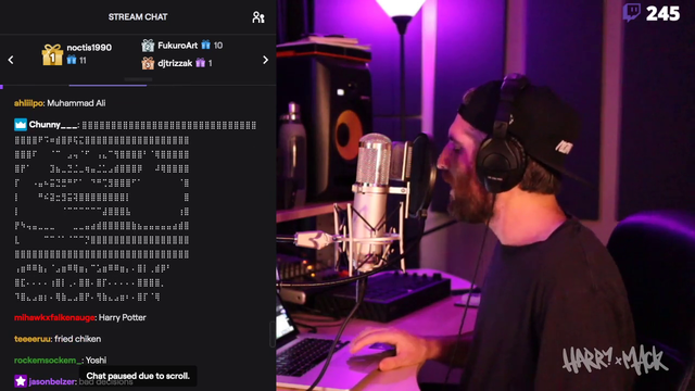 Harry Mack still allows ascii in his chat