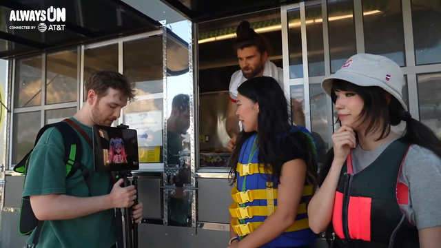 Emily tells a joke in front of Connor and Mousey