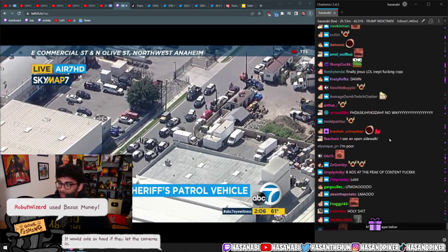 LAPD cop forgets to put his car in park as they corner a suspect