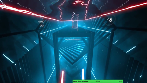 Streamer trying out custom songs in Beat Saber