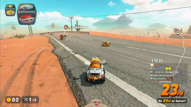 sunglitters almost gets a first place in Mario Kart