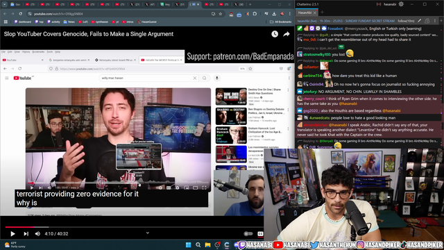 Hasan platforms BadEmpanada, who claims H3H3 Hila Klein is a terrorist