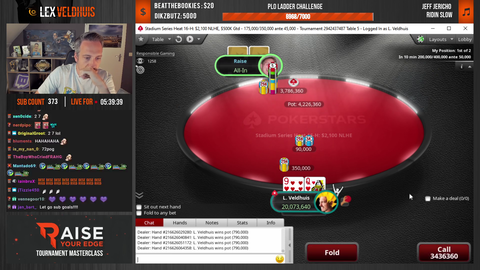 Lex Veldhuis wins 96k live on stream