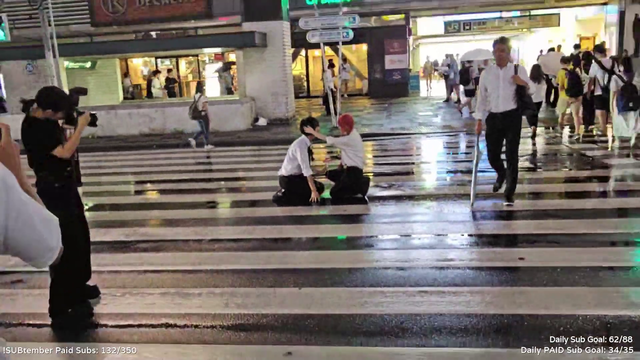 Romantic moment in the middle of street