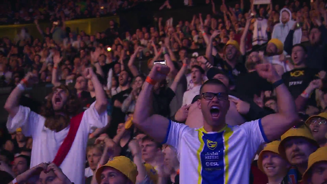Fan expresses happiness while watching CS2 tournament