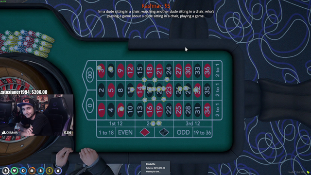 Watching a dude sitting in a chair playing a game.