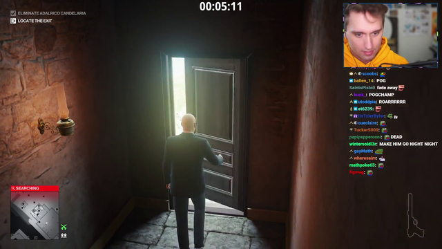 Atrioc celebrates a job well done in Hitman