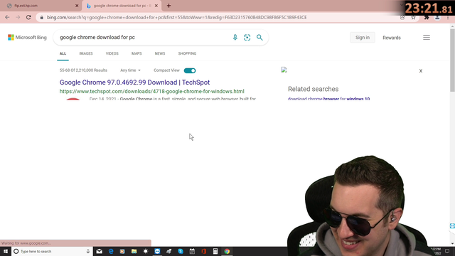 Scammer tries to download Google Chrome using Google Chrome