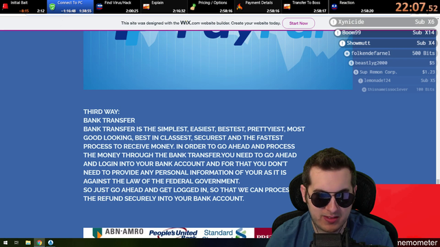 Kitboga edits a refund scammer’s website and gets him read off of it