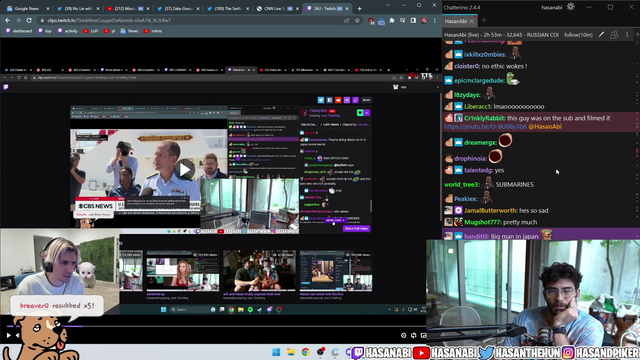 Hasan reacts to XQC reacting to Hasan's chat reacting to submarine deaths