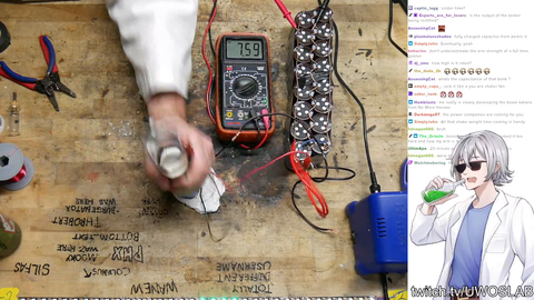 Streamer charges a battery bank by jerking off