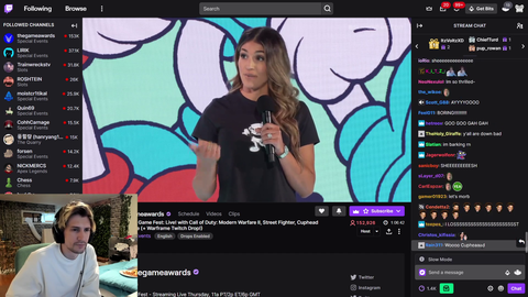 Twitch chat when a woman appears