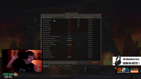 How to enable servers in WoW