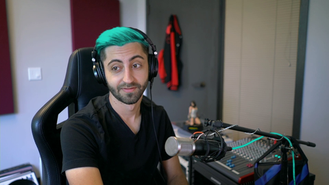 Waffle chromokeys his green hair to different colours