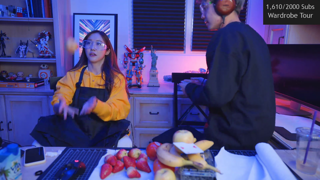 Albert almost slices a fruit with a card