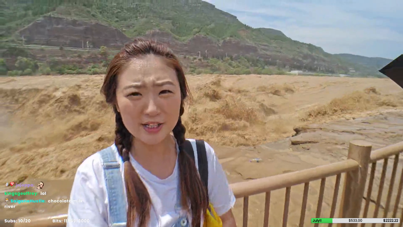 GeezGiselle reports from China's Yellow River waterfall after heavy rains