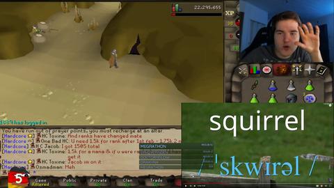 German streamer attempting to say squirrel