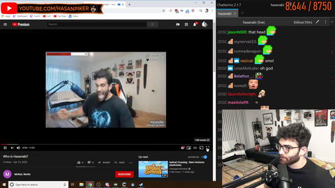 Hasan watches a fan made video of him