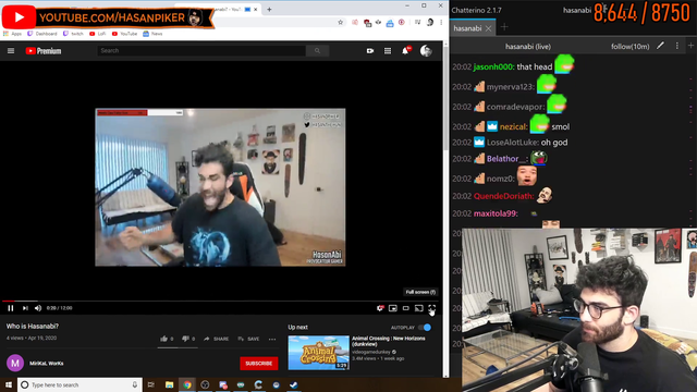 Hasan watches a fan made video of him