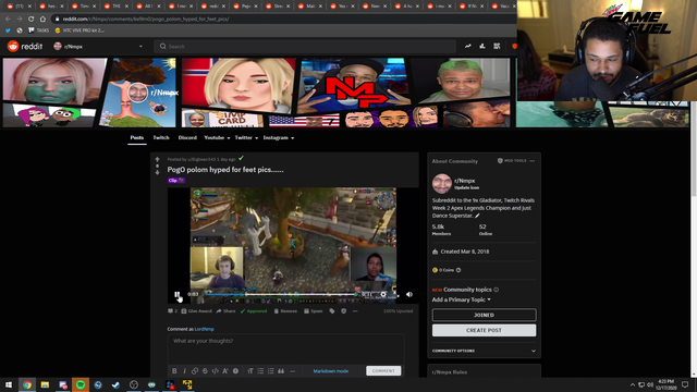 Nmp talks about when him and Soda carried Alinity for feet pics