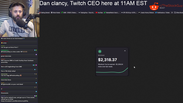 New Twitch update says "Woohoo! You've earned -1,206.04 more over last week" OMEGALUL
