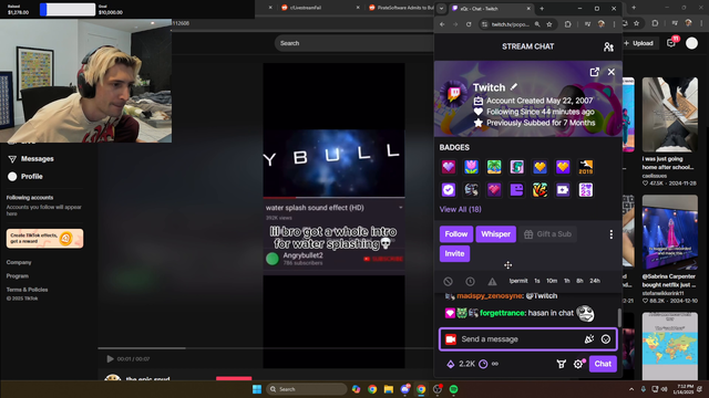 Twitch types in chat after XQC receives a $8888 dono