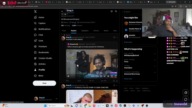 Inspired by Ludwig's class Greg tweets at 100 streamers asking for a collab