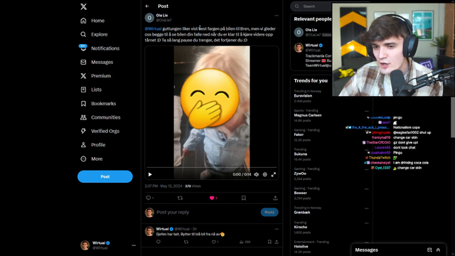 Wirtual changes car skin for his youngest fan