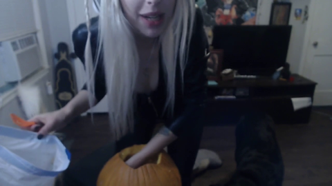 Randomly throwing pumpkin on the floor then face planting into the wall