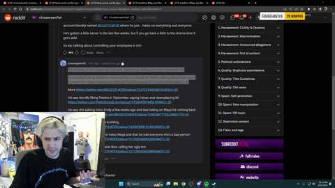 xQc sees his editor telling Hasan to kill himself on his alt Twitter account