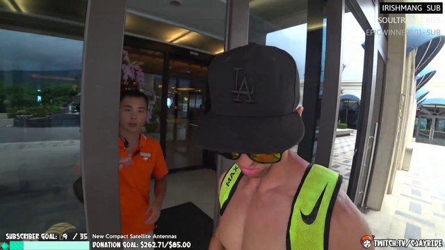 CJ forgets that he isn't wearing a shirt.