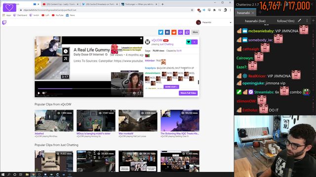Hasan on XQC's Chat