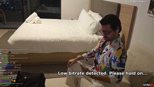 Cyr is playing a strung-out drug dealer in Miami, and he's not breaking character:
