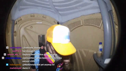 Streamer slips into toilet and steps in poop